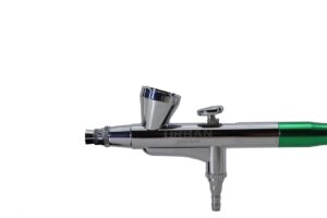 AEROGRAFO DE GRAVIDADE DUPLA AÇÃO BICO 0.4MM / 2ML- Acabamento verde