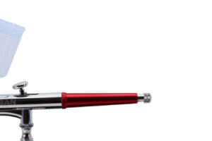 KIT AEROGRAFO DE GRAVIDADE DUPLA AÇÃO BICO 0.2mm /0.3mm /0.5mm //20ml e 40ml- (10PÇS) – Acabamento vermelho
