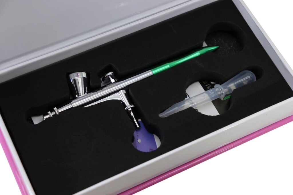 AEROGRAFO DE GRAVIDADE DUPLA AÇÃO BICO 0.4MM / 2ML- Acabamento verde