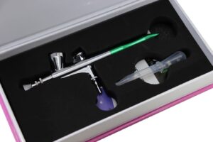 AEROGRAFO DE GRAVIDADE DUPLA AÇÃO BICO 0.4MM / 2ML- Acabamento verde