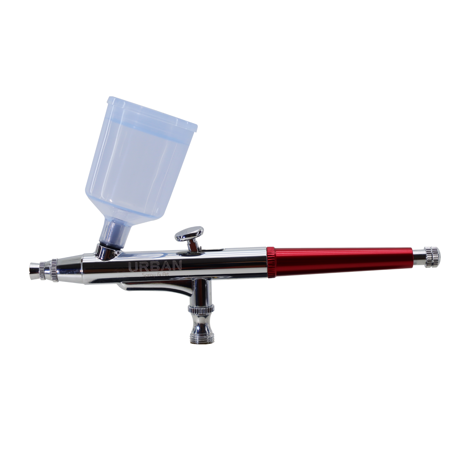 KIT AEROGRAFO DE GRAVIDADE DUPLA AÇÃO BICO 0.2mm /0.3mm /0.5mm //20ml e 40ml- (10PÇS) – Acabamento vermelho
