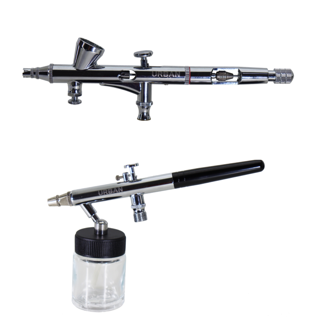 KIT AEROGRAFO DE GRAVIDADE DUPLA AÇÃO BICO 0.2MM/0.3MM/ 2ML  + AEROGRAFO  DE SUCÇÃO DUPLA AÇÃO 0.35MM/0.5MM /22ML – COM 15PÇS