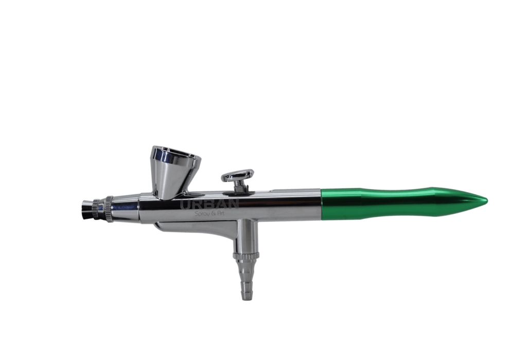AEROGRAFO DE GRAVIDADE DUPLA AÇÃO BICO 0.4MM / 2ML- Acabamento verde