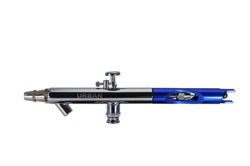 KIT AEROGRAFO DE SUCÇÃO DUPLA AÇÃO BICO 0.35MM COM 02 COPOS / 5ML / 22ML- Acabamento Azul