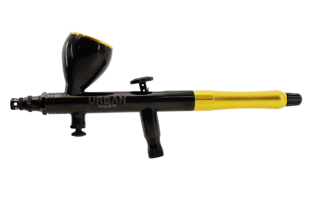 AEROGRAFO DE GRAVIDADE DUPLA AÇÃO BICO 0.3MM /9ML EDIÇÃO ESPECIAL BLACK&GOLD